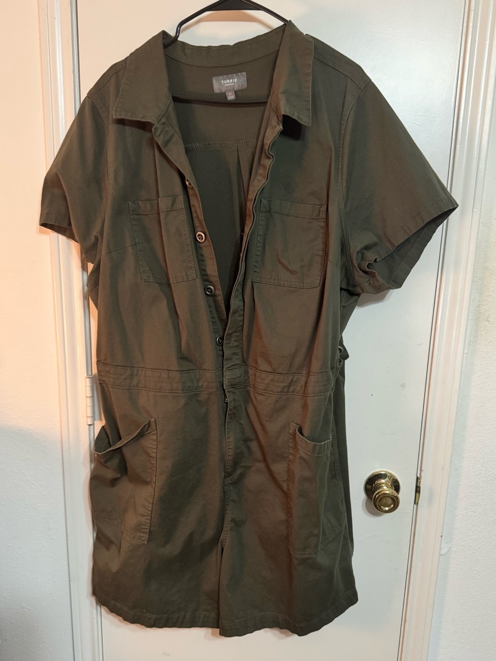 Torrid 22 Olive Green Utility Short-Sleeve Romper